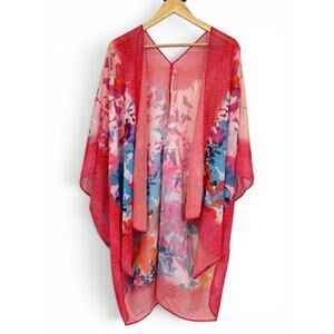 Soft Surroundings Floral‎ Kimono Cardigan Pink Women's L/XL Beach Cover-up